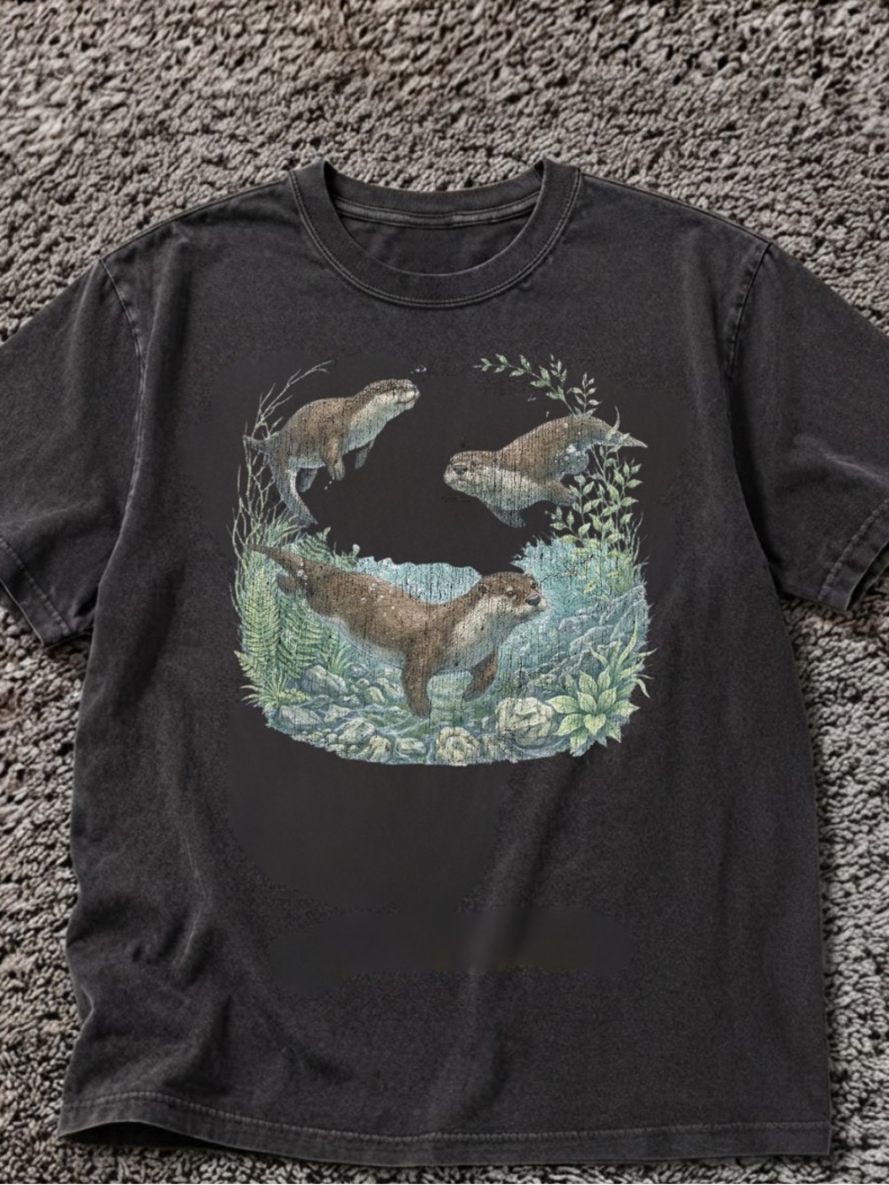 Gildan Black Short Sleeve Tee with Otter Graphic